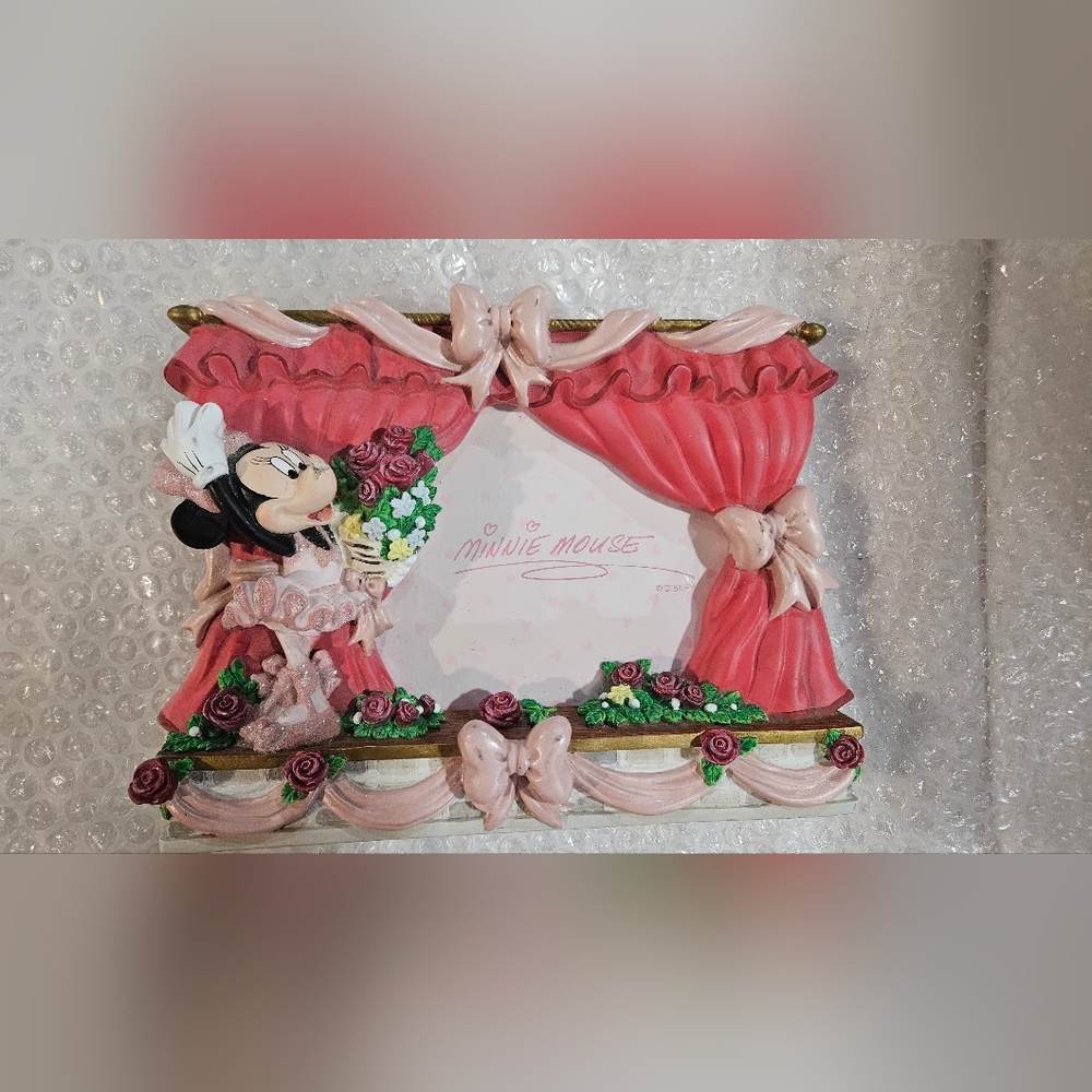 Disney Minnie Mouse Vintage 3D Resin Photo Frame | Pink Bows & Roses Decor